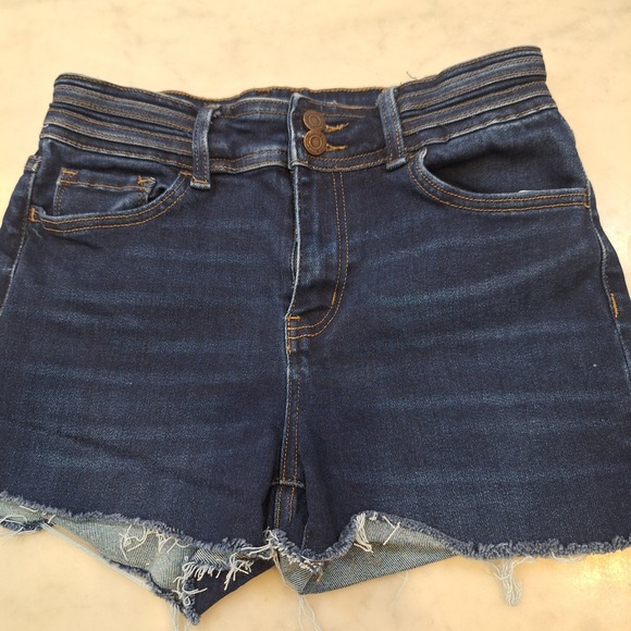 Vervet Blue Pants - Vervet Blue Denim Jean Shorts Womens 29 Dark Wash Raw Hem High Rise Cut Offs